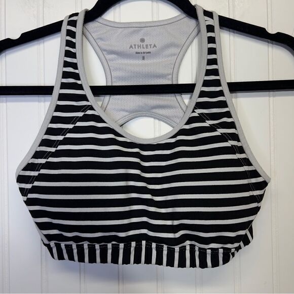 Athleta black and white stark stripe double dare bra small - Picture 2 of 12